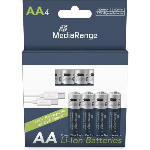 Baterija lr 06 aa 1,5 v mediarange 1/4 alkalna za polnjenje usb-c mrbat161 MEDIARANGE Cene