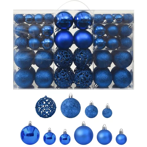  Set od 100 božićnih kuglica plavi