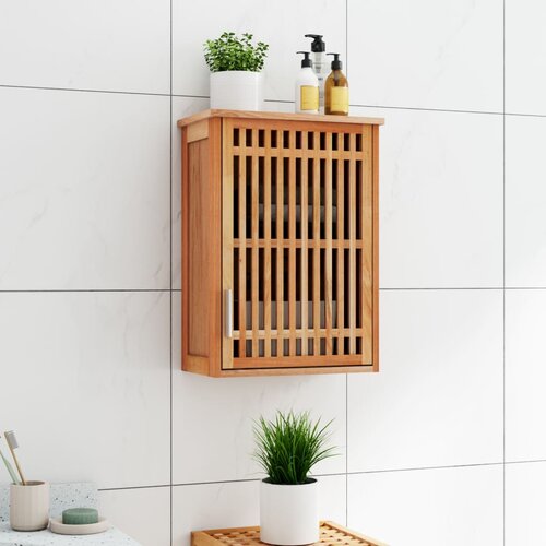 vidaXL Stenska kopalniška omarica 42x23x60 cm trdna orehovina Cene