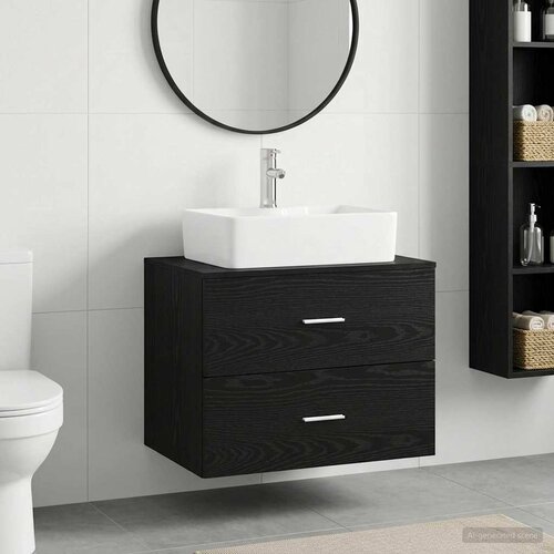  Set namje&scaron;taja za kupaonicu Crni hrast Konstruirano drvo Crna 62,5 x 44,5 x 50 cm Cene