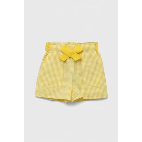 United Colors Of Benetton Dječje pamučne kratke hlače boja: žuta, s uzorkom, podesivi struk