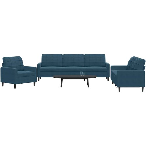  3-dijelni set sofa s jastucima plavi bar&scaron;unasti Cijene