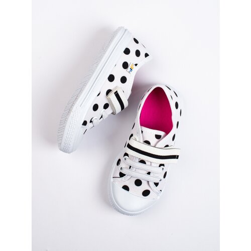 SHELOVET White girls' polka dot sneakers 3F Slike