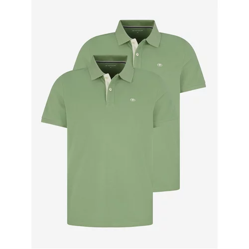 Tom Tailor Set of two men's basic polo shirts in green - Men