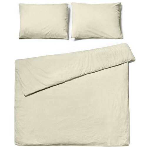 Bonami Selection Stonewashed pamučna posteljina u boji slonovače , 200 x 200 cm Slike