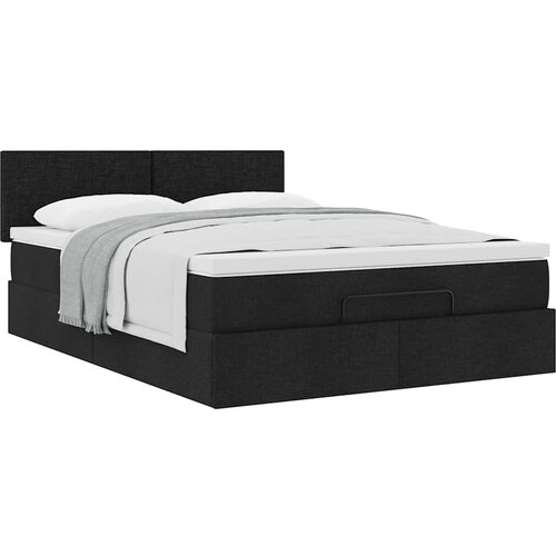 VidaXL Otomanski krevet s madracem crni 140x190cm od tkanine Slike