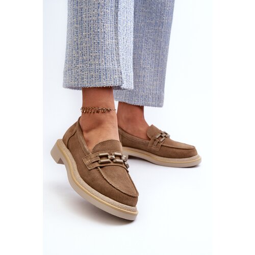 S. BARSKI Women's Suede Loafers with Flat Heel and Decoration D&A Cene