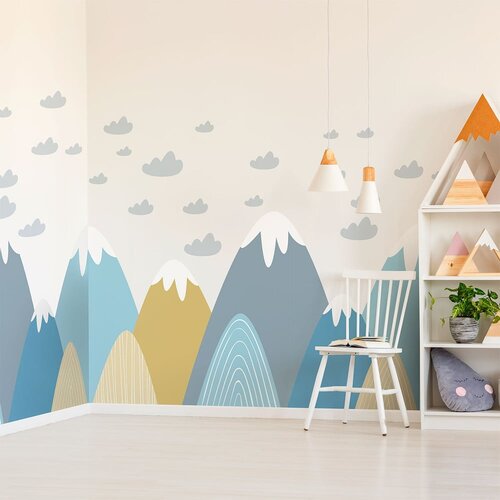 Ambiance Stenska nalepka Giant Kid Sticker Scandinavian Mountains Blanka Cene
