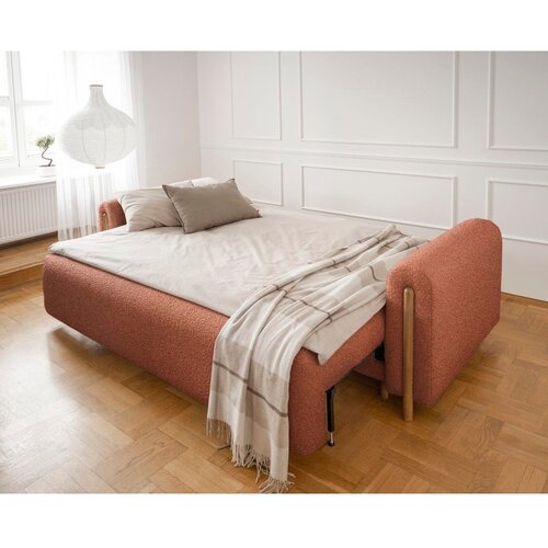ELTAP Sklopiva/s prostorom za odlaganje sofa od boucl&amp;eacute; tkanine boja terakote 244 cm Arcadova &amp;ndash; Slike