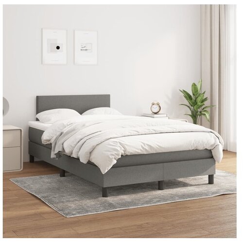  Box spring postelja z vzmetnico temno siva 120x200 cm blago Cene