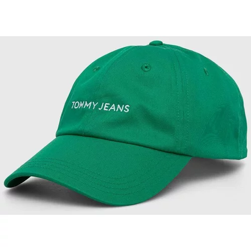 Tommy Jeans Pamučna kapa sa šiltom boja: zelena, bez uzorka
