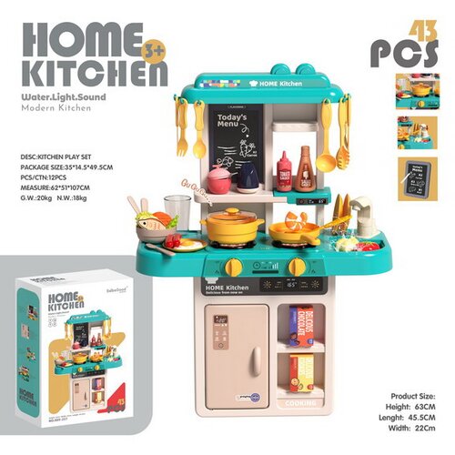 Dječja kuhinja za igru Kitchenette sasvjetlosnim - 43 elemenata - plava Cijene