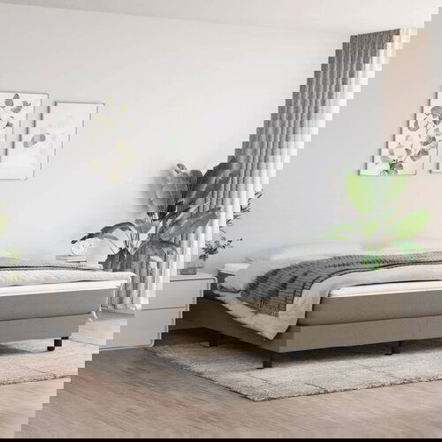 VidaXL Box spring postelja z vzmetnico taupe 180x200 cm blago Slike