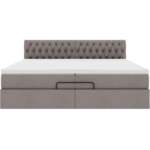 VidaXL Otomanski krevet s madracem smeđesivi 200x200 cm tkanine Slike