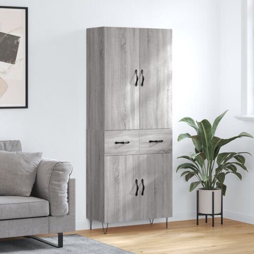 vidaXL Visoka komoda siva sonoma 69,5x34x180 cm inženirski les Cene