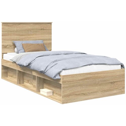 vidaXL konstrukcija postelje sonoma 100 x 200 cm masivno borovo les, (5000103380) Cene
