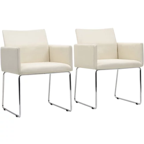  Blagovaonske stolice od tkanine 2 kom s izgledom platna bijele