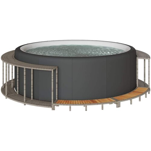 vidaXL Hot Tub Surround s shranjevanjem in leseno stopnico Grey Cene