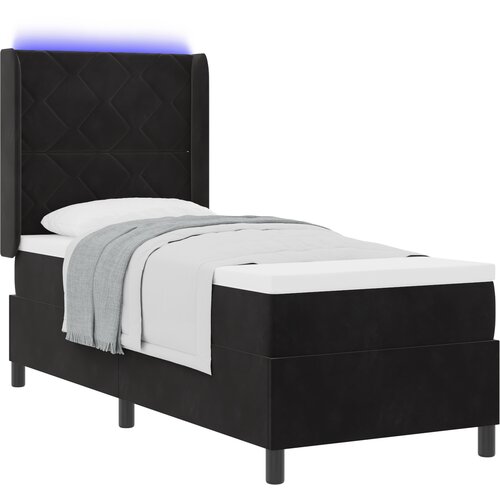 vidaXL Box Spring postelja z vzmetnico in LED črna 80x200 cm žamet Cene