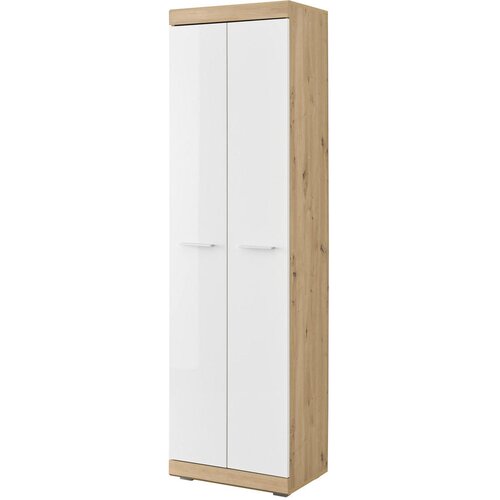CARRYHOME garderobna omara hrast artisan, bela, visoki sijaj Cene