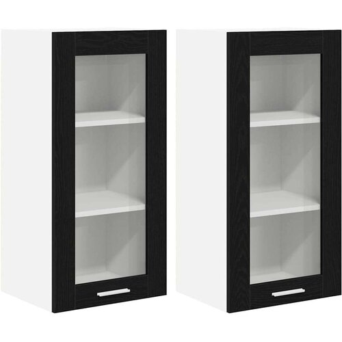 VidaXL viseći ormarić s policom riga 2 pcs crni hrast 40 x 31 x 80 cm Slike
