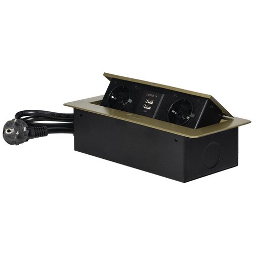 Orno Produžni kabel sa 2 x Schuko utičnice + 2 x USB, ugradbena - OR-AE-13126(GS)/BR Slike