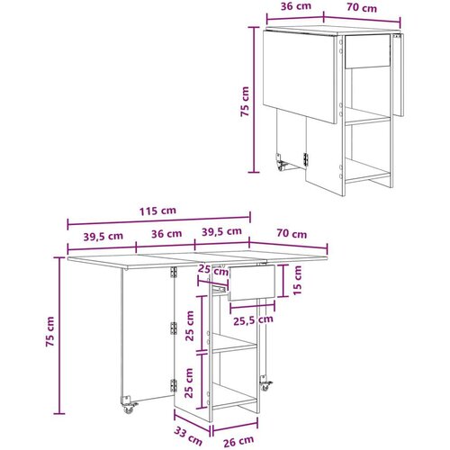  Blagovaonski stol 115 x 70 x 75 cm Konstruirano drvo - Siva Sonoma Slike