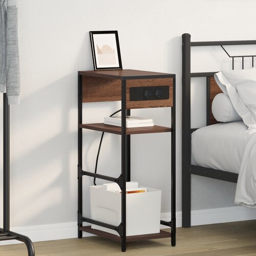 vidaXL Nočna omarica Rjavi hrast 40 x 27 x 76 cm Konstruiran les Cene