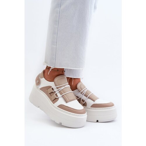 Zazoo 1833 Women's Leather Sneakers on Chunky Sole White Slike