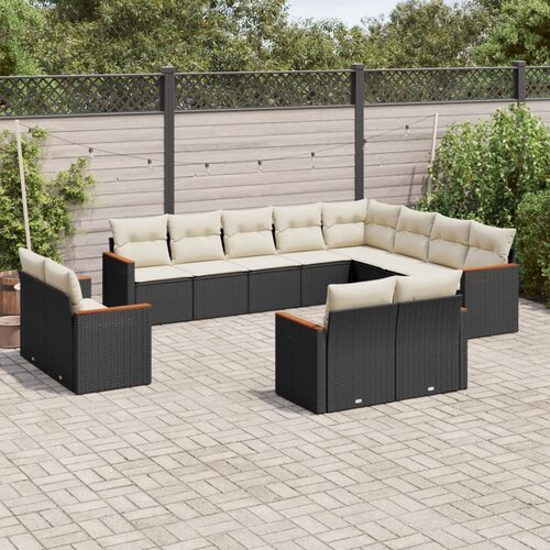 vidaXL 12-dijelni set vrtnih sofa od poliratana s jastucima crni Cijene