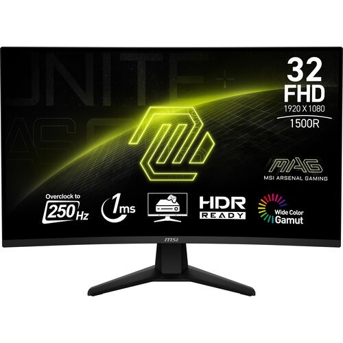 MSI 32 inča mag 32C6X fhd 1920 x 1080 rapid va 250Hz zakrivljeni gaming monitor Cene