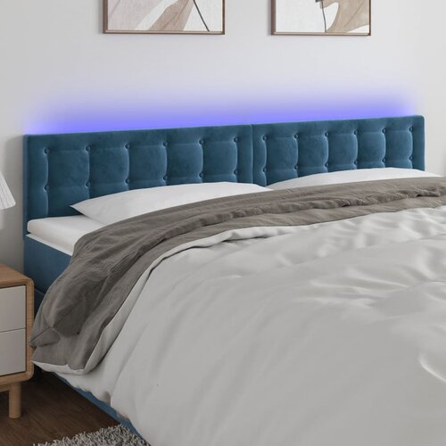 vidaXL LED posteljno vzglavje temno modro 200x5x78/88 cm žamet Cene