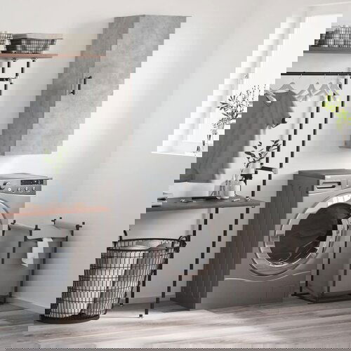 VidaXL Stenska omarica betonsko siva 34,5x34x90 cm Slike