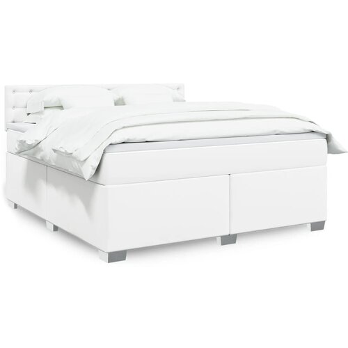 vidaXL Box spring postelja z vzmetnico bela 180x200 cm umetno usnje Cene