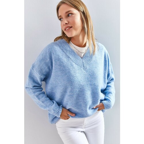 Bianco Lucci Women's V-Neck Knitwear Sweater Slike