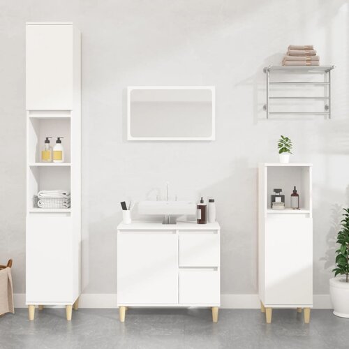 The Living Store Kopalniška omarica bela 30x30x190 cm inženirski les - Kopalniška Omarica, (21436649) Cene