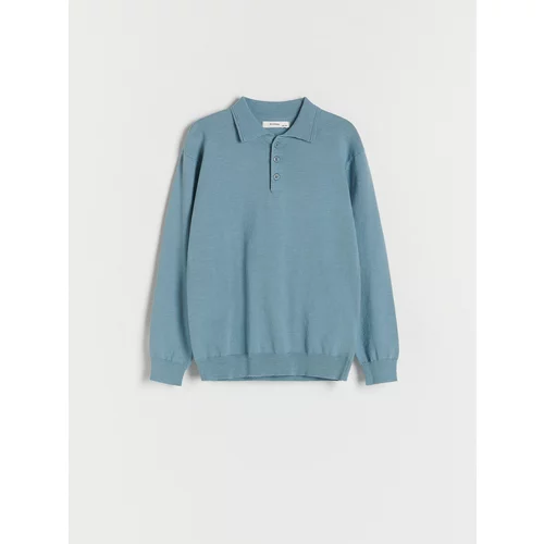 Reserved - Polo-džemper s visokim udjelom pamuka - plava