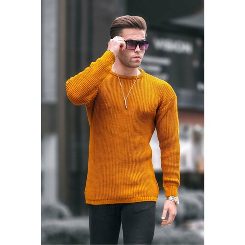Madmext Mustard Basic Knitwear Men's Sweater 5990 Slike