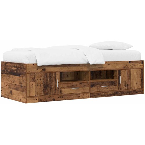 Okvir kreveta s pohranom s ladicama Staro drvo 80 x 200 cm Slike
