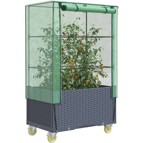 VidaXL Povi&amp;scaron;ena gredica s pokrovom i kotačima 80 x 50 x 182 cm Slike