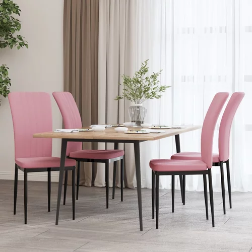  Blagovaonske stolice 4 kom ružičaste baršunaste