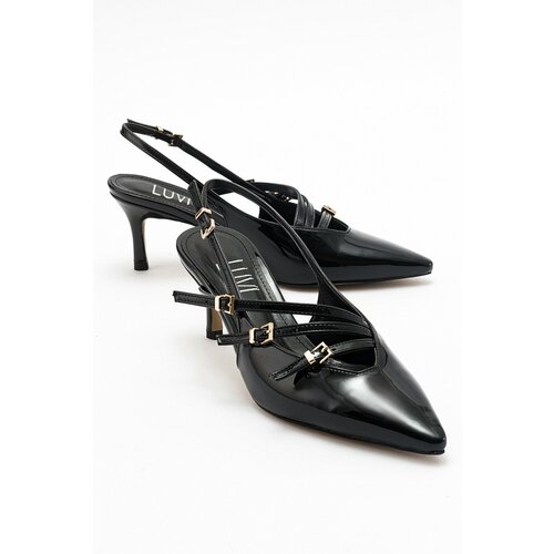LuviShoes MAGRA Women's Black Patent Leather Heeled Shoes Slike