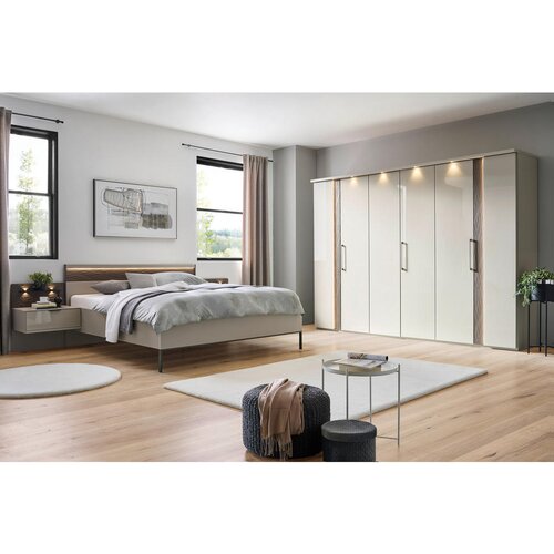 Dieter Knoll POSTELJNA GARNITURA 180 cm x 200 cm , leseni material barve skrilavca, svetlo siva Slike