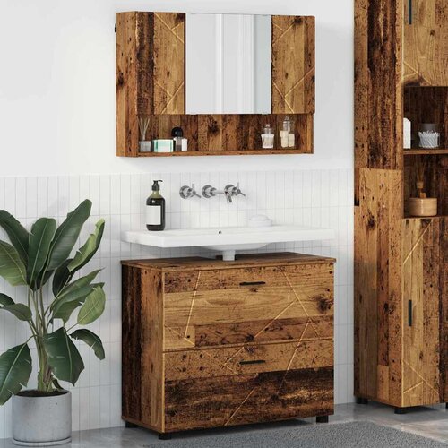 vidaXL Set namještaja za kupaonicu 2 pcs Staro drvo 76.5 x 35 x 64 cm Cene