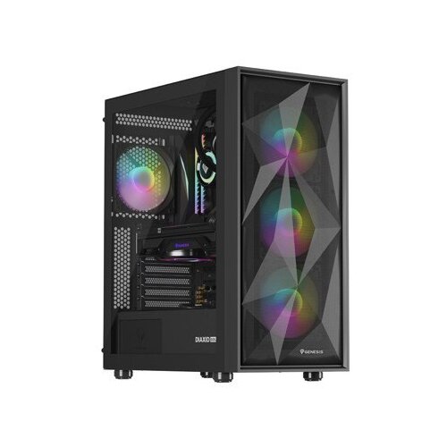 Natec Računalni&amp;scaron;ko ohi&amp;scaron;je DIAXID 605 ARGB, Midi Tower, 4x ventilator, AIO LC do 420mm, GPU do 351mm, CPU Cooler do 168mm, črno, (5000328452) Slike