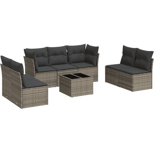  8-dijelni set vrtnih sofa od poliratana s jastucima sivi Slike