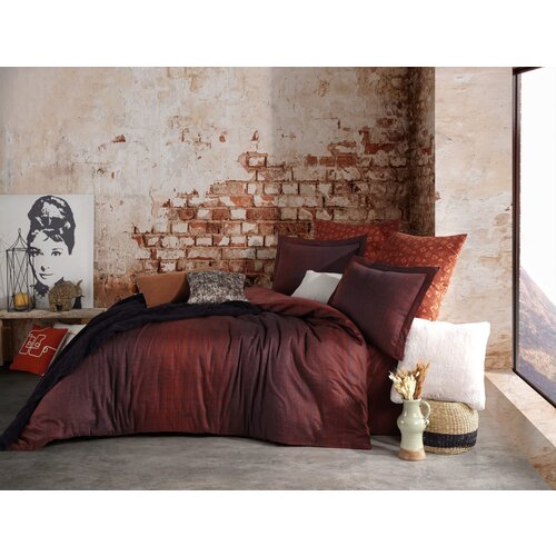  Tamir Claret Red Satin Double Quilt Cover Set Cene