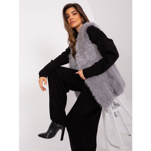 Fashion Hunters Grey women's fur vest Slike