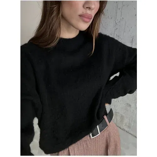 Laluvia Black Brand Model Soft Knitwear Sweater