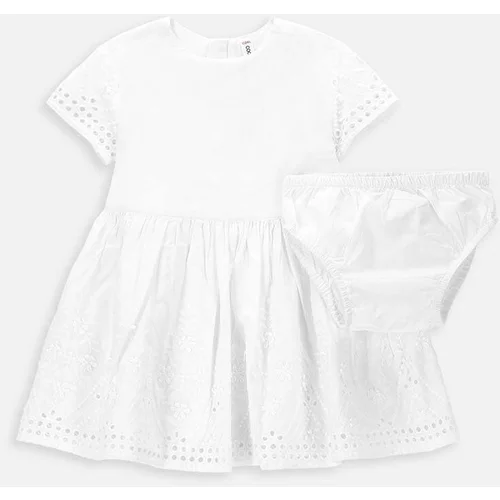 Coccodrillo Otroška bombažna obleka bela barva